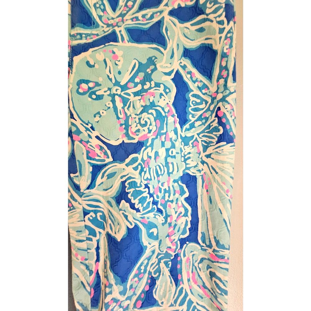 Lilly Pulitzer Pants, Textured Kelly Ankle Bay Blue Into The Deep Women's Size 2 - Picture 8 of 10